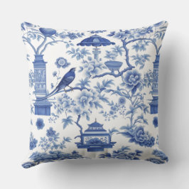 COJÍN DECORATIVO ¡CHINOISERÍA DE CHIRPING EN AZUL!