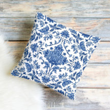 Chinoisería Floral Azul Acuarela Blanca