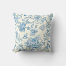 Cojín Decorativo Chinoisería floral azul claro