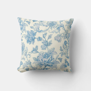 Cojín Decorativo Chinoisería floral azul claro