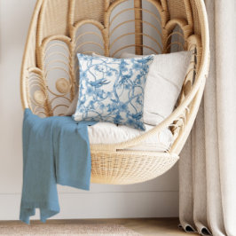 Cojín Decorativo Chinoiserie Aves azules y blancas florales y folla