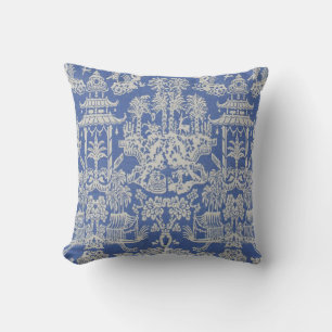 Cojín Decorativo Chinoiserie azul y blanca