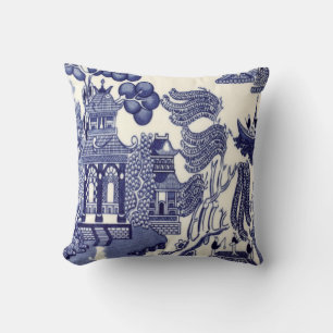 Cojín Decorativo Chinoiserie azul y blanca