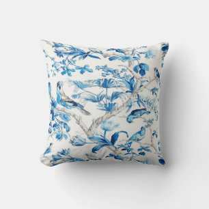 Cojín decorativo Chinoiserie azul y blanco