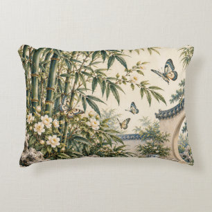 Cojín Decorativo Chinoiserie Bambú y Mariposas