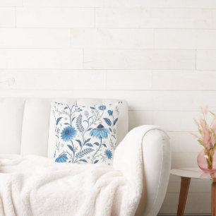 Cojín Decorativo Chinoiserie Blue Echinacea Pattern