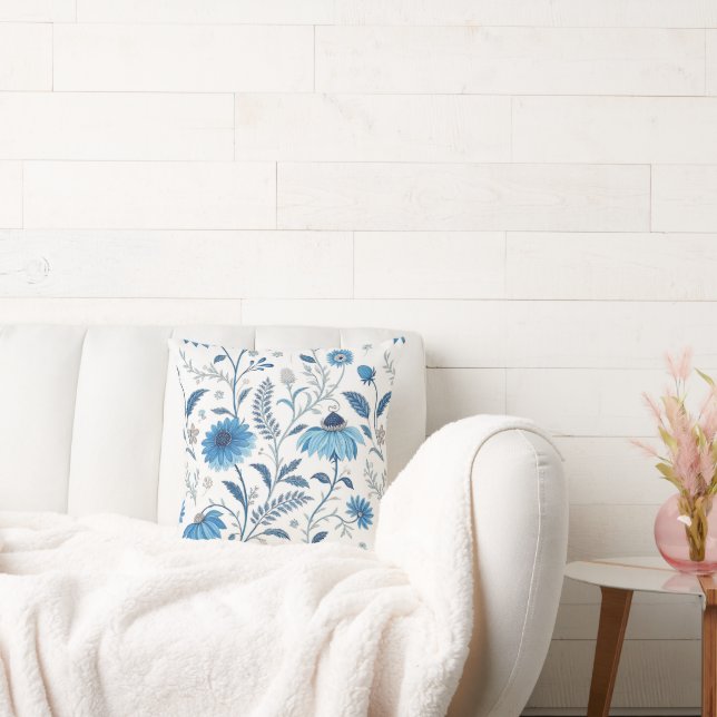 Cojín Decorativo Chinoiserie Blue Echinacea Pattern (Sofá)