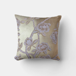 Cojín Decorativo Chinoiserie de oro con Rosas en flor