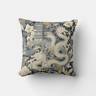 Cojín Decorativo Chinoiserie Dragon y Pagoda