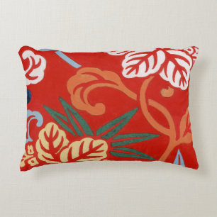 Cojín Decorativo Chinoiserie Floral Japonés Rojo Kimono Hawaiano