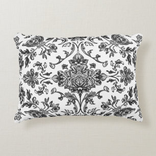 Cojín Decorativo Chinoiserie Floral Negro y Blanco Acuarela