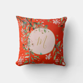 Cojín Decorativo Chinoiserie floral Red Elegant Rosa Gold