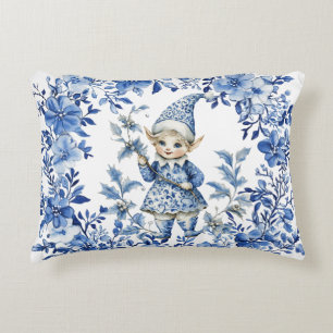 Cojín Decorativo Chinoiserie Navidades Blue White Floral Elf