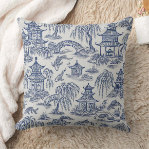 Cojín Decorativo Chinoiserie Pagoda & Koi Pond