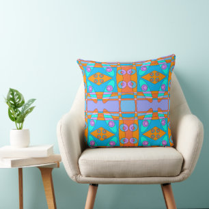 Cojín Decorativo Chintz bohemio 22 Naranja turquesa morado azul