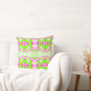 Cojín Decorativo Chintz bohemio 71 Rosa Pastel Fuchsia Lime Verde