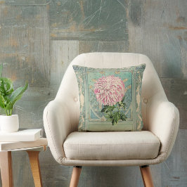 Cojín Decorativo Chismoso Chic Turquoise Pink Floral Chrystanthemum