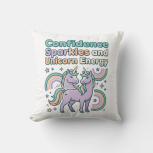 Cojín Decorativo Chispas de confianza de unicornio y diseño de cami