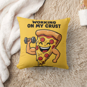 Cojín Decorativo Chiste Personalizado de Pizza Divertida Levantando