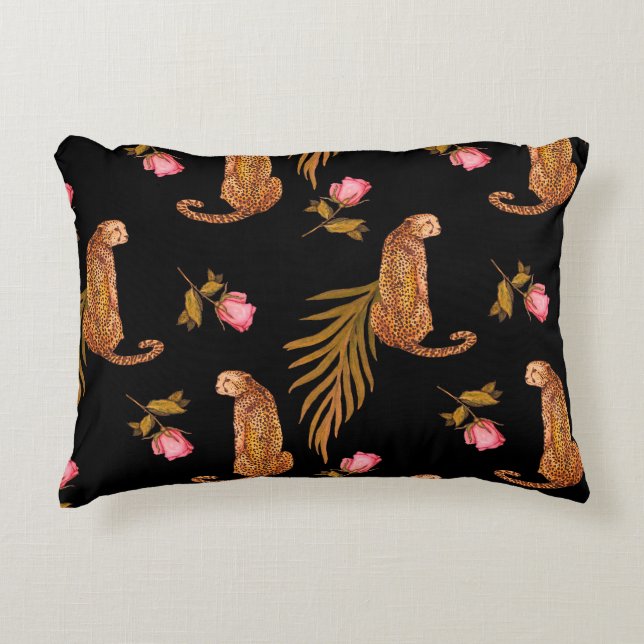 Cojín Decorativo Chitas románticas: acuarela sin costuras. (Anverso)