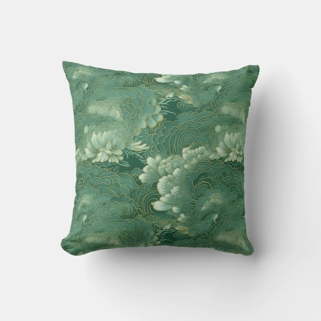 Cojín Decorativo Chiyogami Cielo de Jade (Anverso)