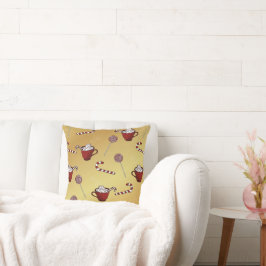 Cojín Decorativo chocolate caliente y caramelos en una imitación de