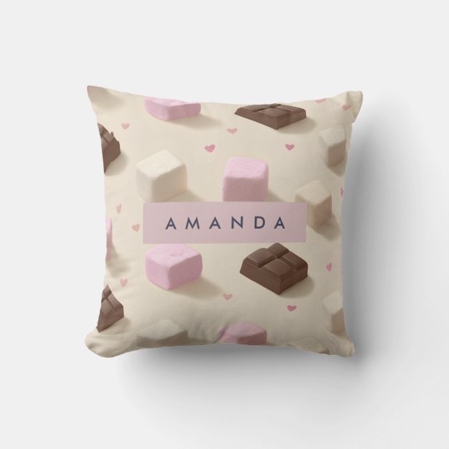 Cojín Decorativo Chocolate dulce y malvavisco personalizado (Anverso)