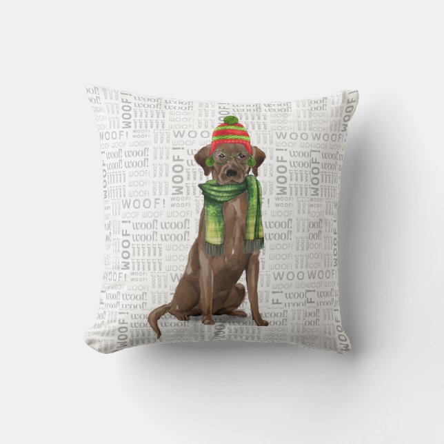 Cojín Decorativo Chocolate LabFunny Dog Lo ver Navidades (Anverso)