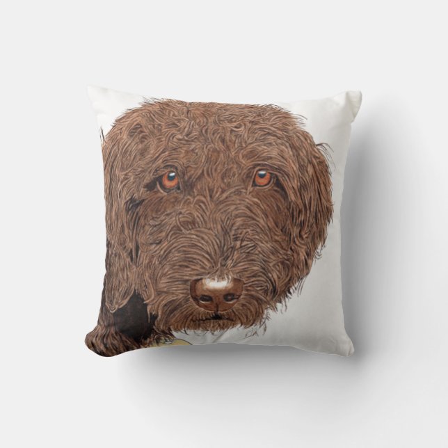 Cojín Decorativo Chocolate Labradoodle (Anverso)