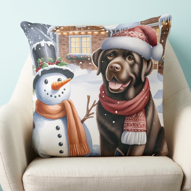 Cojín Decorativo Chocolate Labrador Perro cachorro Navidades de Sno (Subido por el creador)