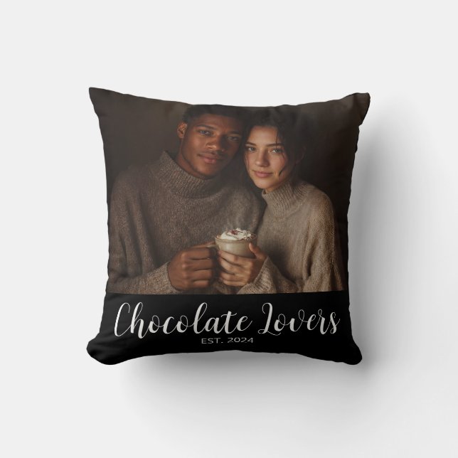 Cojín Decorativo Chocolate Lovers Couple Established Photo Gift (Anverso)