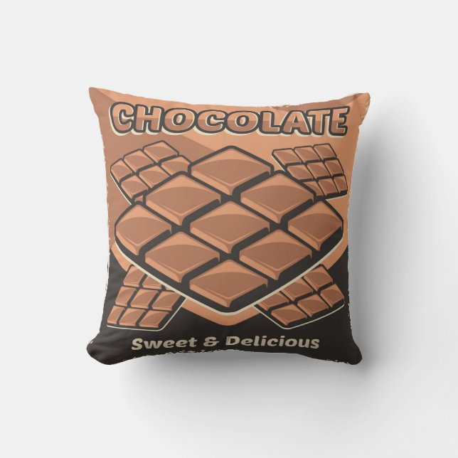 Cojín Decorativo Chocolate retro clásico dulce marrón (Anverso)