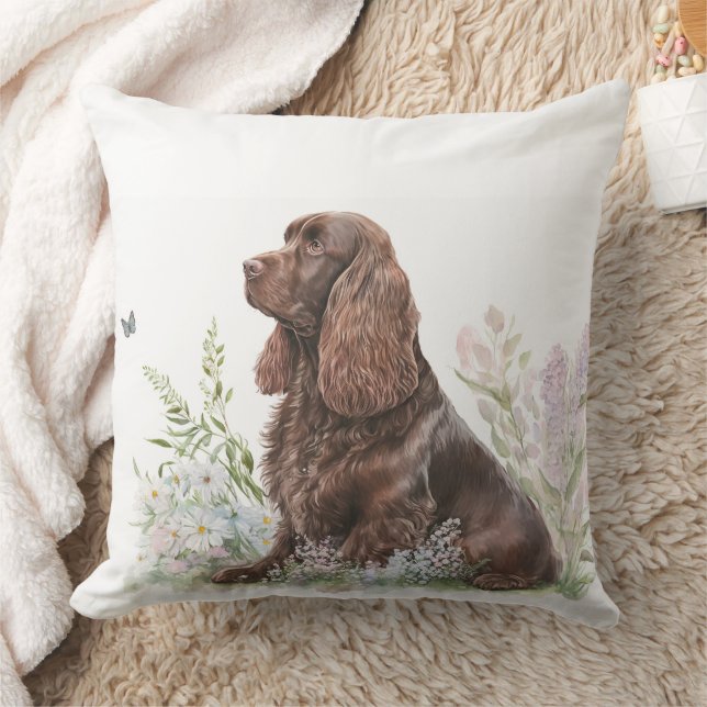 Cojín Decorativo Chocolate Spaniel Hermosa pintura acuarela (Manta)