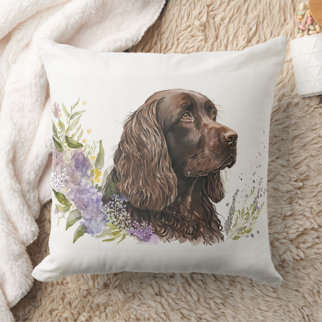 Cojín Decorativo Chocolate Spaniel Hermosa pintura acuarela (Manta)