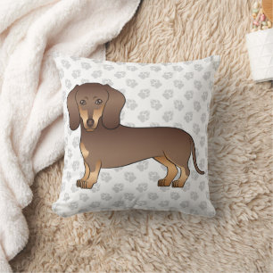 Cojín Decorativo Chocolate Y Marrón Dachshund De Pelo Corto Y Patas