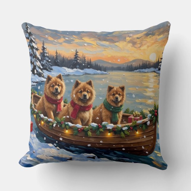 Cojín Decorativo Chow Chow Christmas Boat Holiday (Anverso)