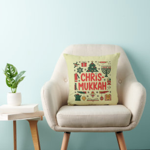 Cojín Decorativo Chrismukkah Hanukkah Navidades judío Religioso