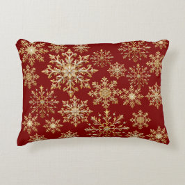 Cojín Decorativo Christams Gold and Red Snowflake 