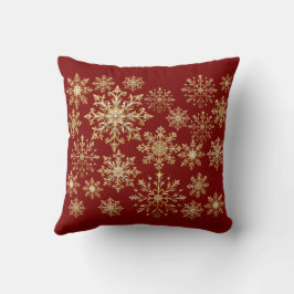 Cojín Decorativo Christams Gold and Red Snowflake 