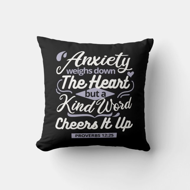 Cojín Decorativo Christian Encouragement Quote – Anxiety & Kindness (Anverso)