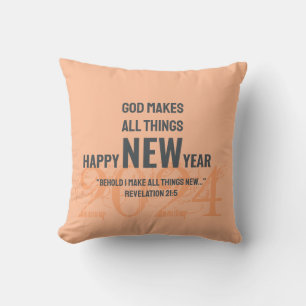 Cojín Decorativo Christian HAPPY NEW YEAR 2024 Peach