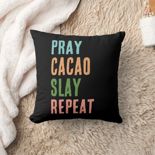 Cojín Decorativo Christian PRAY CACAO SLAY REPETIR (Manta)
