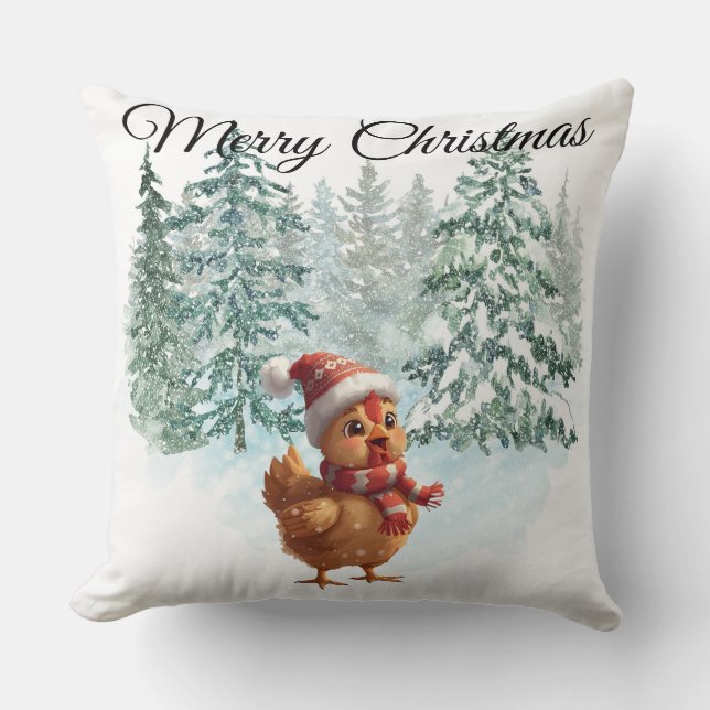 Cojín Decorativo Christmas Chicken Throw Pillow (Anverso)