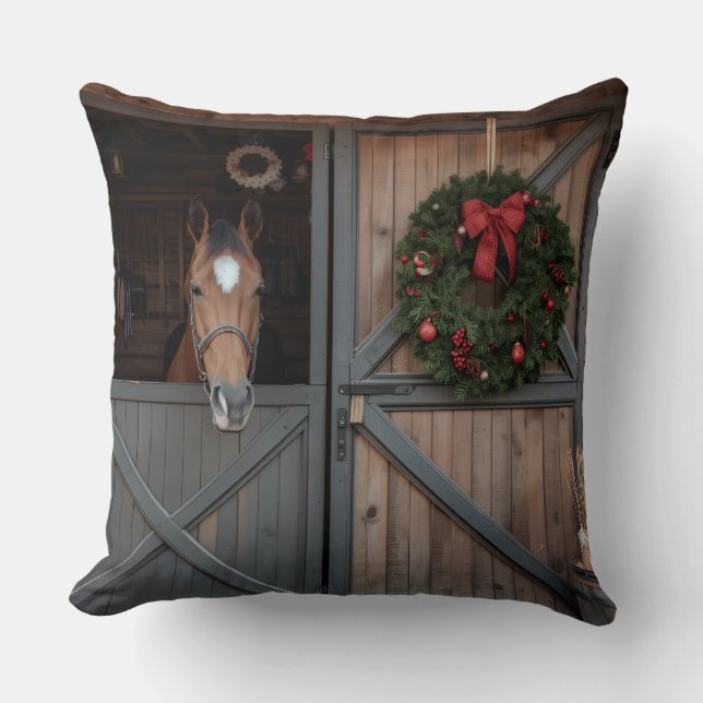 Cojín Decorativo Christmas Equestrian Barn Pillow (Anverso)
