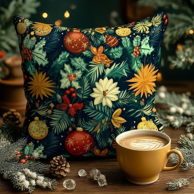 Cojín Decorativo Christmas Floral Ornament Personalized Pillow (Subido por el creador)