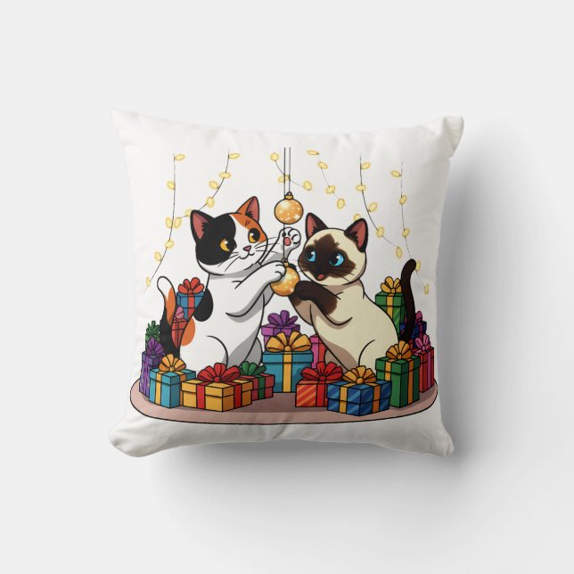 Cojín Decorativo Christmas Gifts & Ornaments Cats (Anverso)