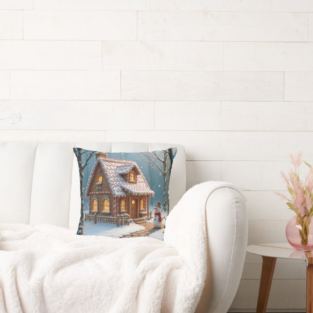 Cojín Decorativo Christmas Gingerbread House With a Snowman  (Sofá)