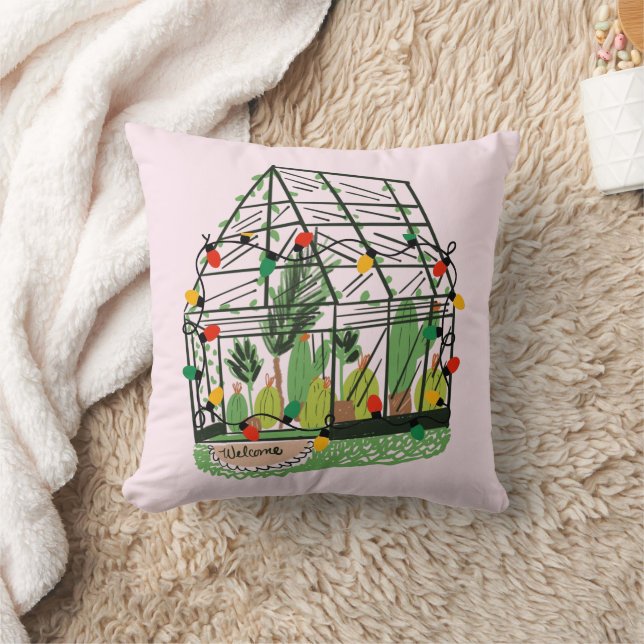 Cojín Decorativo Christmas Green House Botanical Cactus Plants  (Manta)