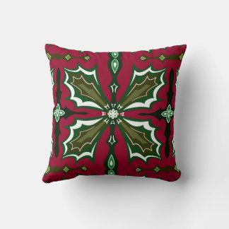 Cojín Decorativo Christmas Holly Leaves Red and Green