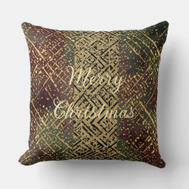 Cojín Decorativo Christmas Luxury Pattern, Red Gold Green Black
